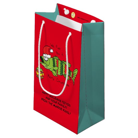 Grappig kerstmis Vist de Cartoon van de visklauw Klein Cadeauzakje (Voorkant Gekanteld)