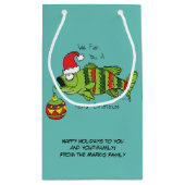 Grappig kerstmis Vist de Cartoon van de visklauw Klein Cadeauzakje (Achterkant)