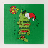 Grappig kerstmis Vist de Cartoon van de visklauw Legpuzzel (Horizontaal)