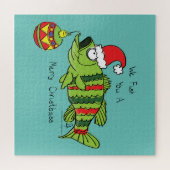 Grappig kerstmis Vist de Cartoon van de visklauw Legpuzzel (Horizontaal)