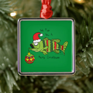 Grappig kerstmis Vist de Cartoon van de visklauw Metalen Ornament