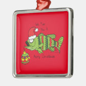 Grappig kerstmis Vist de Cartoon van de visklauw Metalen Ornament (Links)