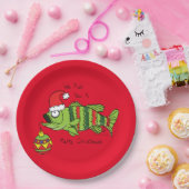 Grappig kerstmis Vist de Cartoon van de visklauw Papieren Bordje (Feest)