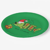 Grappig kerstmis Vist de Cartoon van de visklauw Papieren Bordje (Gekanteld)
