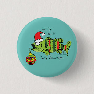 Grappig kerstmis Vist de Cartoon van de visklauw Ronde Button 3,2 Cm