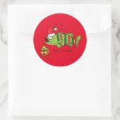 Grappig kerstmis Vist de Cartoon van de visklauw Ronde Sticker (Tas)