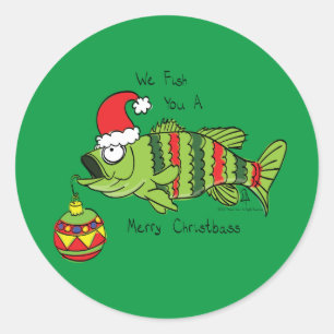 Grappig kerstmis Vist de Cartoon van de visklauw Ronde Sticker