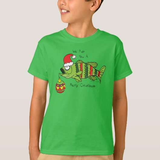 Grappig kerstmis Vist de Cartoon van de visklauw T-shirt (Voorkant)