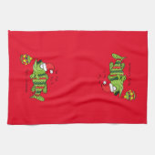 Grappig kerstmis Vist de Cartoon van de visklauw Theedoek (Horizontaal)