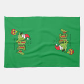 Grappig kerstmis Vist de Cartoon van de visklauw Theedoek (Horizontaal)