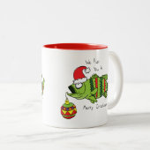Grappig kerstmis Vist de Cartoon van de visklauw Tweekleurige Koffiemok (Voorkant rechts)