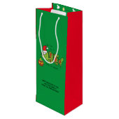 Grappig kerstmis Vist de Cartoon van de visklauw Wijn Cadeautas (Achterkant Gekanteld)