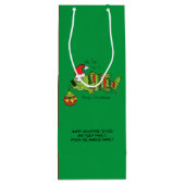 Grappig kerstmis Vist de Cartoon van de visklauw Wijn Cadeautas (Achterkant)