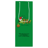 Grappig kerstmis Vist de Cartoon van de visklauw Wijn Cadeautas (Voorkant)