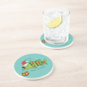 Grappig kerstmis Vist de Cartoon van de visklauw Zandsteen Onderzetter (Zijkant)