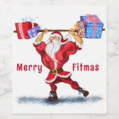 Grappig Kerstmis Wijn Label Santa met Gift Etiket (Enkel label)
