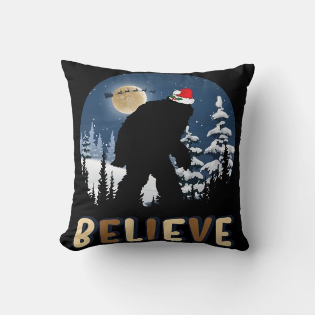 Grappig Kerstmis Xmas Bigfoot Geloof Sasquatch Kussen (Voorkant)