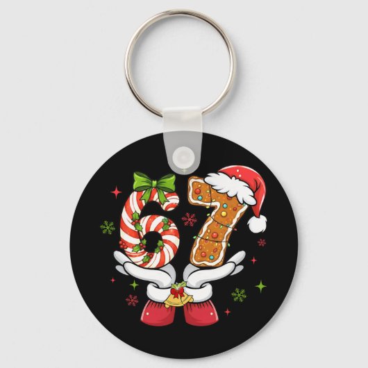 Grappig Kerstmis Zes Zeven 6 7 Meme Gen Alpha Jarg Sleutelhanger (Voorkant)