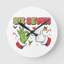 Grappig Kerstmis Zes Zeven Groene Monster Vakantie Ronde Klok