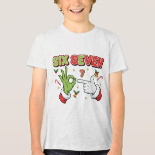 Grappig Kerstmis Zes Zeven Groene Monster Vakantie Tri-Blend Shirt