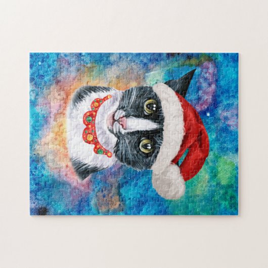 Grappig Kerstmis, zwart en wit, kerstmis Legpuzzel (Horizontaal)