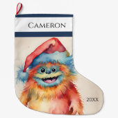 Grappig kerstmonster grote kerstsok (Voorkant)