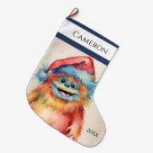 Grappig kerstmonster grote kerstsok (Voorkant (Hangend))