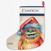 Grappig kerstmonster grote kerstsok (Achterkant)