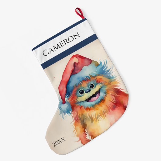 Grappig kerstmonster grote kerstsok (Achterkant (Hangend))