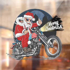 Grappig kerstmotorfietsen met kerstcadeaus raamsticker