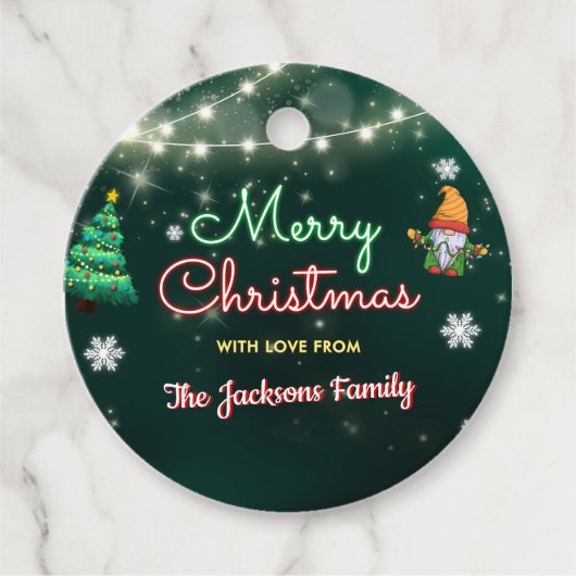 Grappig kerstneonbordfeest bedankjes labels (Voorkant)