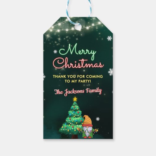 Grappig kerstneonbordfeest cadeaulabel (Voorkant)