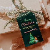 Grappig kerstneonbordfeest cadeaulabel