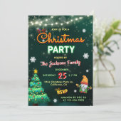 Grappig kerstneonbordfeest kaart (Staand voorkant)