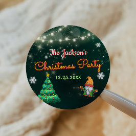Grappig kerstneonbordfeest ronde sticker