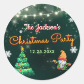 Grappig kerstneonbordfeest ronde sticker (Voorkant)