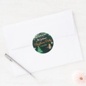 Grappig kerstneonbordfeest ronde sticker (Envelop)