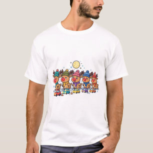 Grappig Kerstontwerp met File van Rendieren T-shirt