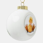 Grappig kerstornament met Happy Playful Duck Keramische Bal Ornament (Links)