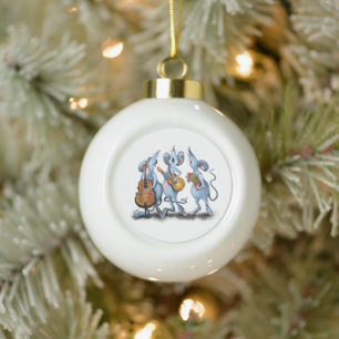Grappig kerstornament met Muis Music Band Keramische Bal Ornament