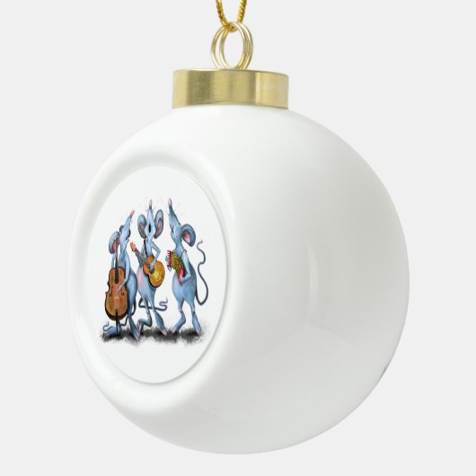 Grappig kerstornament met Muis Music Band Keramische Bal Ornament (Rechts)