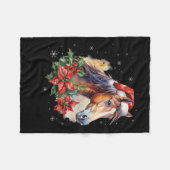 Grappig Kerstpaard Kerstman Hoed Dier Equestrian Fleece Deken (Voorkant (Horizontaal))