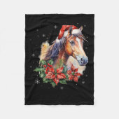Grappig Kerstpaard Kerstman Hoed Dier Equestrian Fleece Deken (Voorkant)
