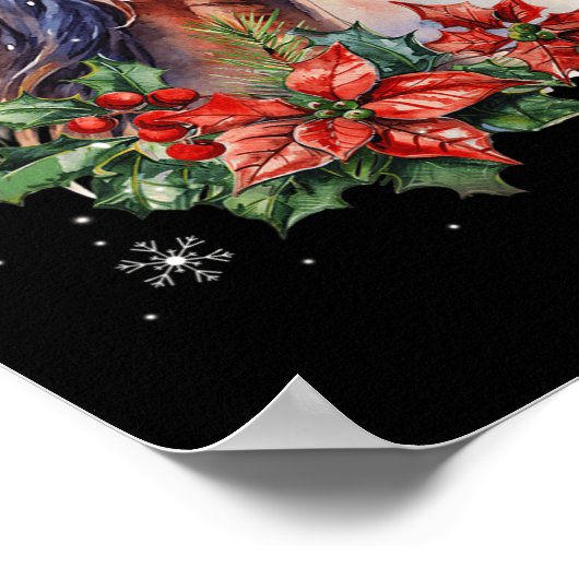 Grappig Kerstpaard Kerstman Hoed Dier Equestrian Poster (Hoek)