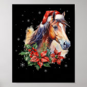 Grappig Kerstpaard Kerstman Hoed Dier Equestrian Poster (Voorkant)