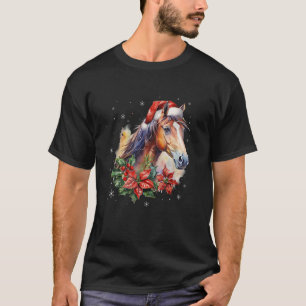 Grappig Kerstpaard Kerstman Hoed Dier Equestrian T-shirt