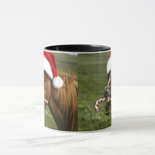 Grappig kerstpaard met kersthoed mok (Midden)