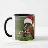 Grappig kerstpaard met kersthoed mok (Links)