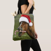 Grappig kerstpaard met kersthoed tote bag (Dichtbij)