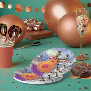 Grappig Kerstpapier Borden Happy Reindeer Papieren Bordje